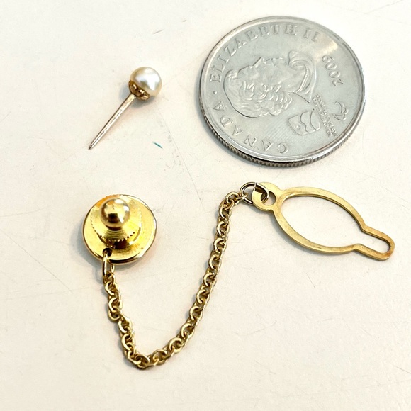 Vintage 60s 10k Genuine Cultured Pearl Tie Tac - Picture 7 of 7